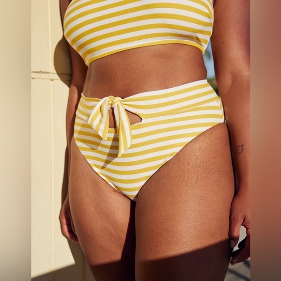 Aerie Cut Out Tie High Cut Cheeky Bikini BOTTOM ONLY - Picture 2 of 9